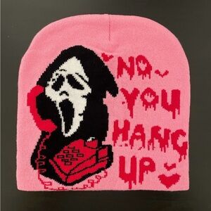 Ghost Face Scream Beanie No You Hang Up NEW Pink Black Horror Halloween